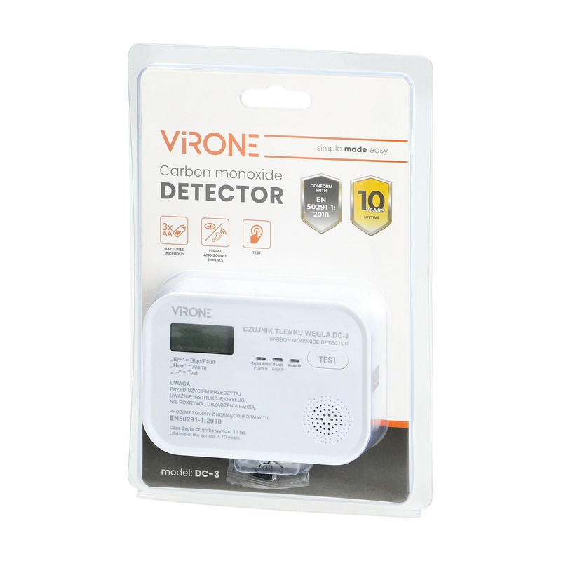 [ORNDC-3] 140440 - Battery carbon monoxide detector 3xAA,10 years