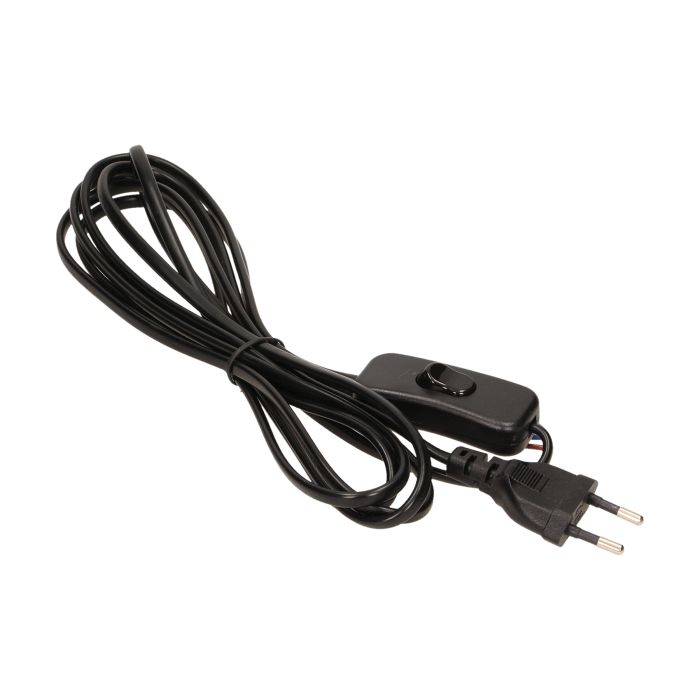 [ORNOR-AE-1394/B] 140096-Power cord with switch and Euro plug, black,cable: 2x0,75mm2. -ORN